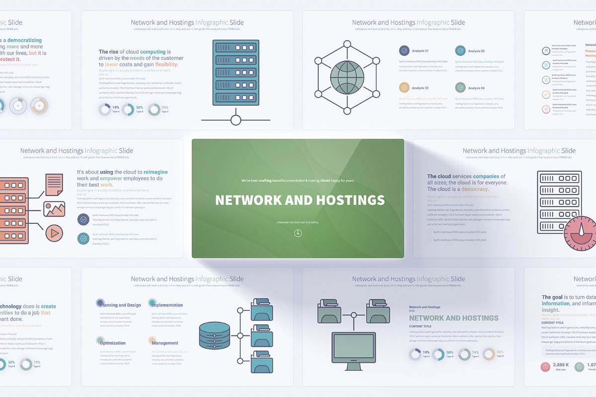 Network and Hosting PowerPoint Infographics Slides